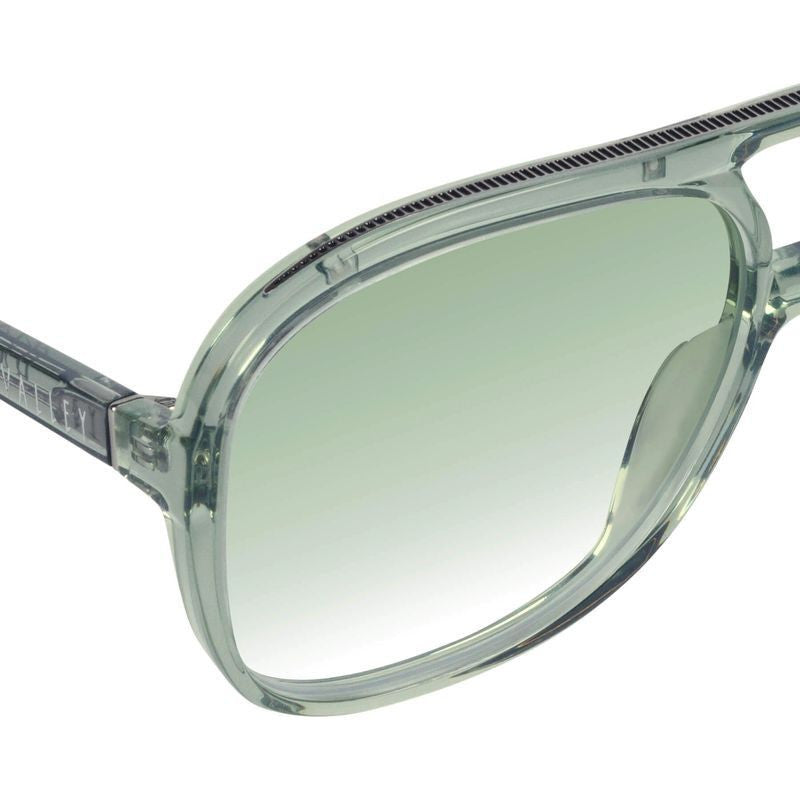 Bang Bang, Transparent Sage with Matte Silver Metal/Light Green Gradient Lenses