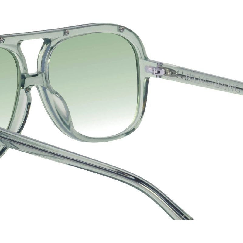 Bang Bang, Transparent Sage with Matte Silver Metal/Light Green Gradient Lenses