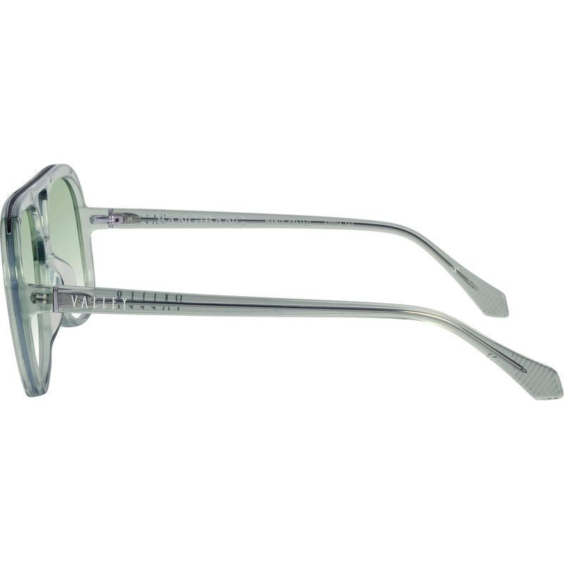 Bang Bang, Transparent Sage with Matte Silver Metal/Light Green Gradient Lenses
