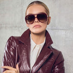 Bang, Burgundy with Gold Metal Trim/Brown Gradient Lenses