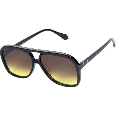 Bang, Gloss Black with Gold Metal Trim/Brown to Yellow Gradient Lenses