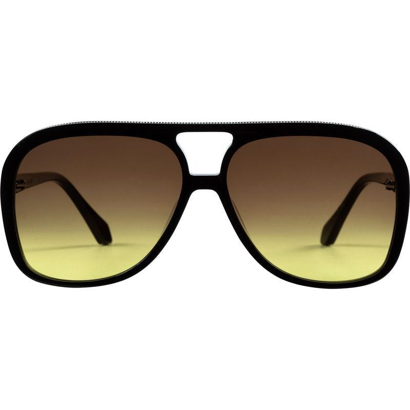 Bang, Gloss Black with Gold Metal Trim/Brown to Yellow Gradient Lenses