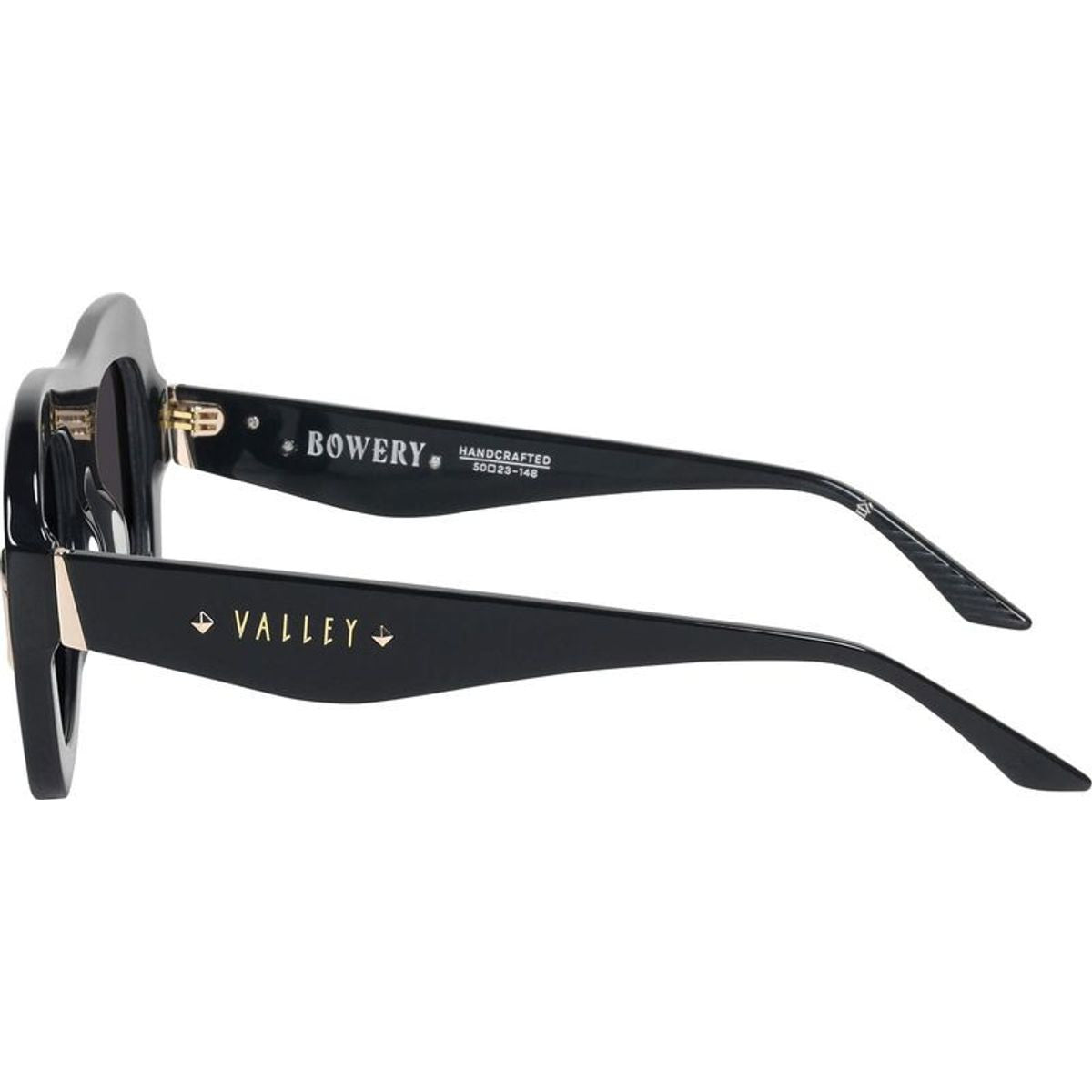 Bowery, Gloss Black with Gold Metal/Black Lenses