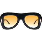Bowery, Gloss Black with Gold Metal/Orange Gradient Lenses