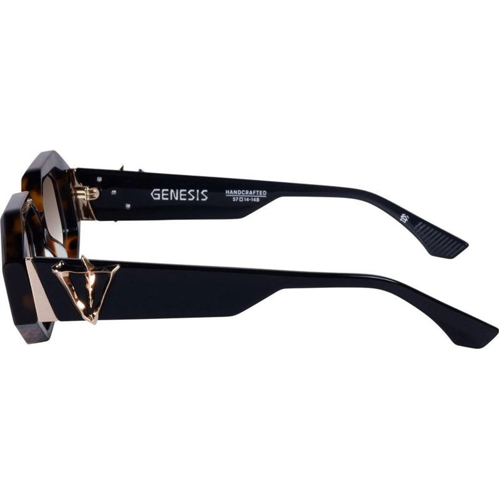Genesis, Dark Amber Tort Black Temple with Gold Metal/Brown Gradient Lenses