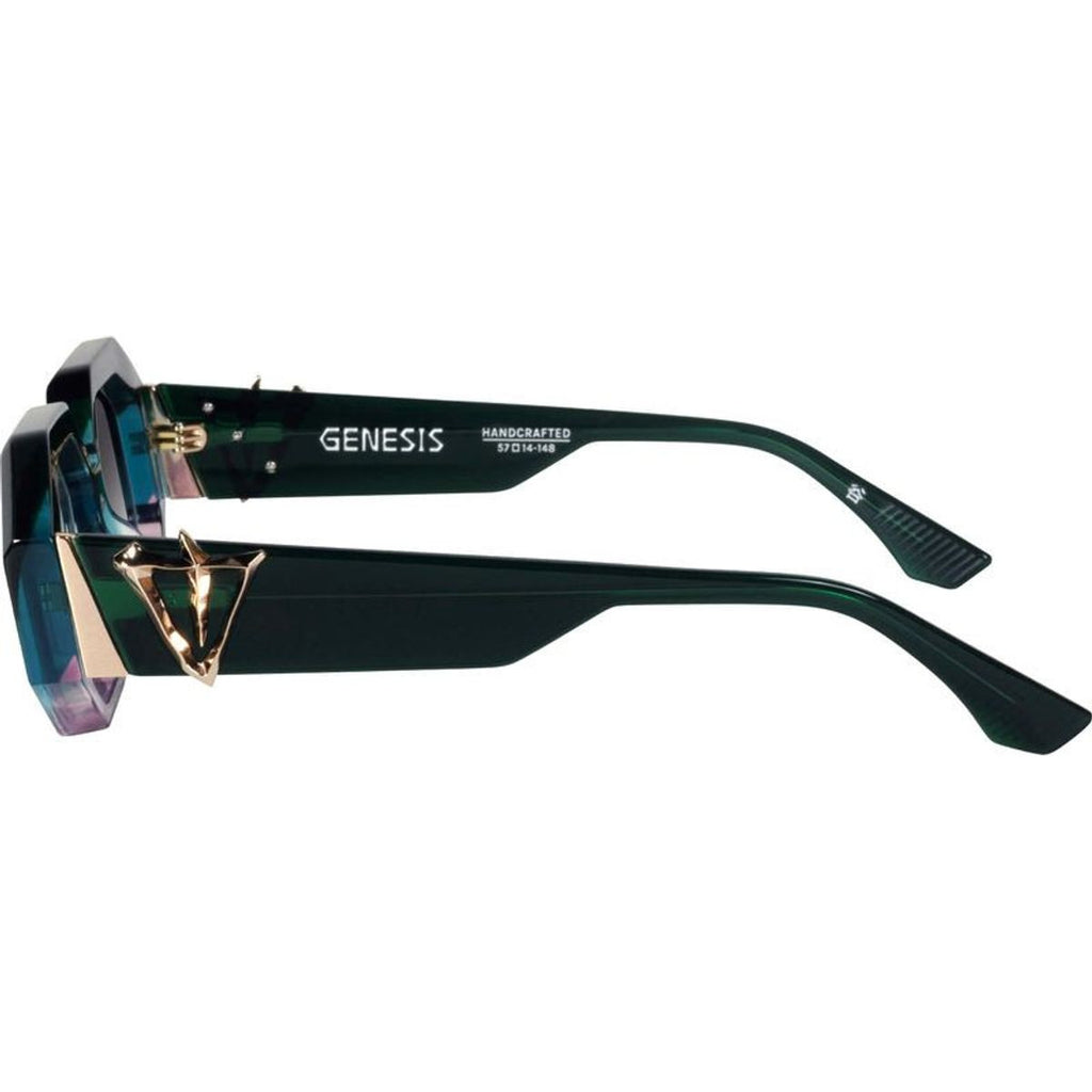 Genesis, Forest Green Fade to Rose with Gold Metal/Black Gradient Lenses