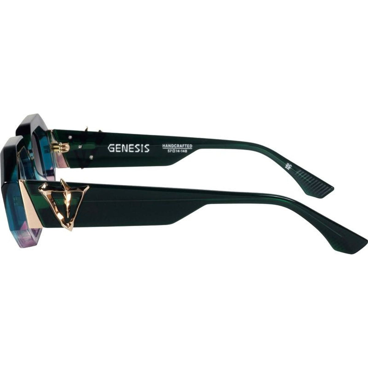 Genesis, Forest Green Fade to Rose with Gold Metal/Black Gradient Lenses