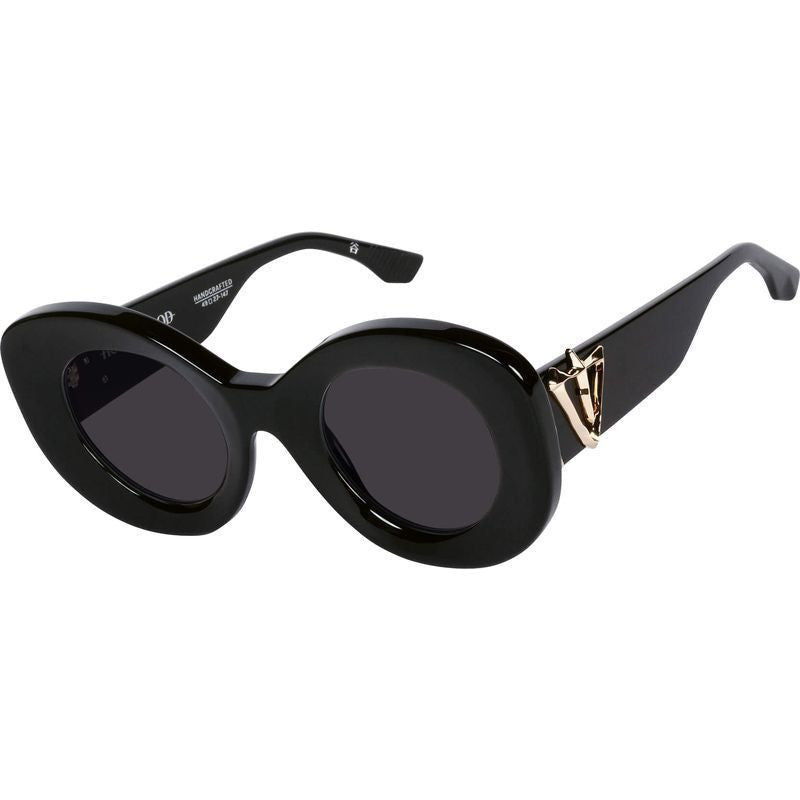 Hollywood, Gloss Black with Gold Metal/Black Polarised Lenses
