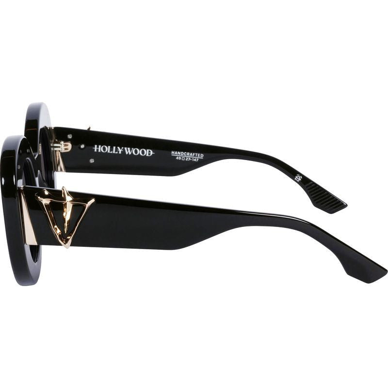 Hollywood, Gloss Black with Gold Metal/Black Lenses