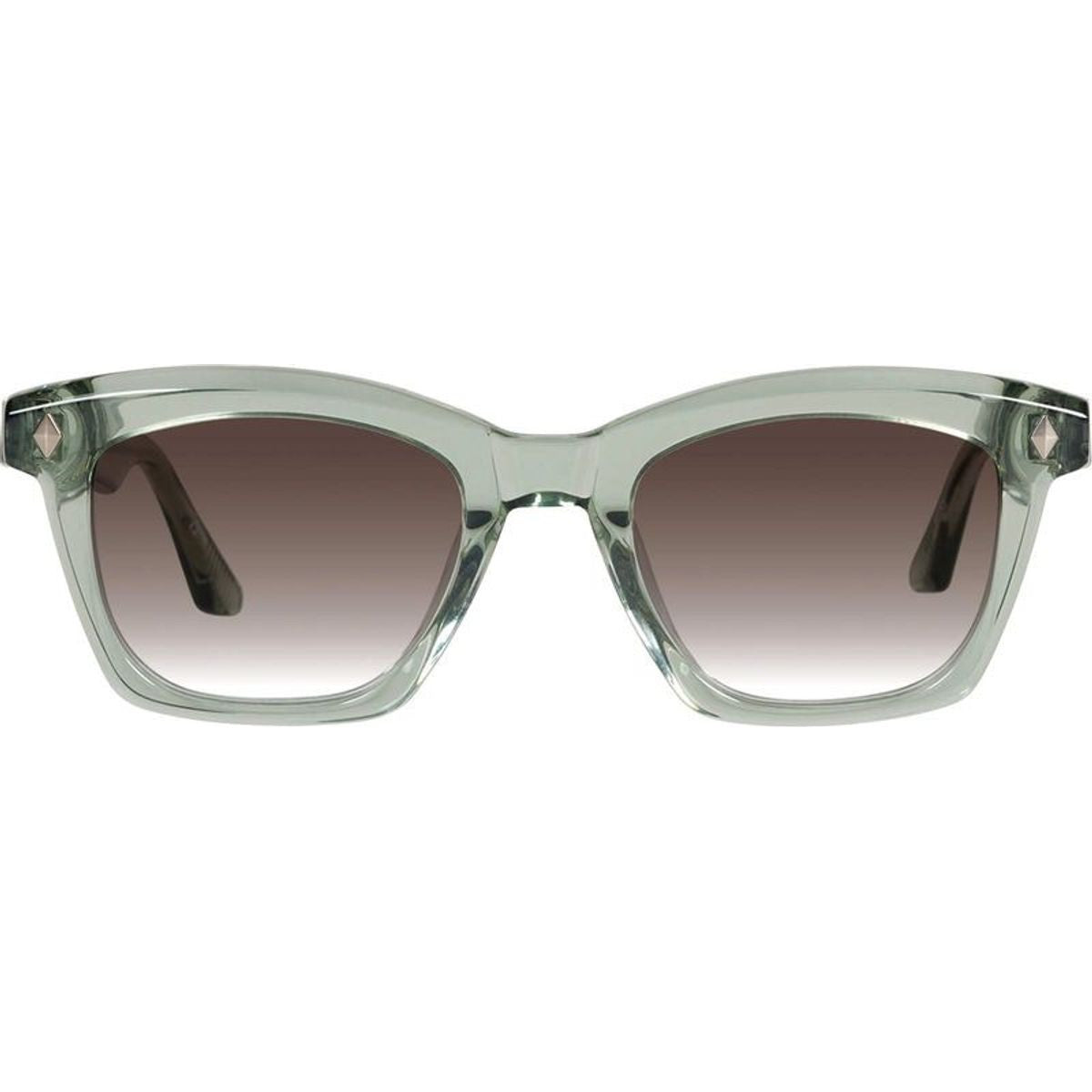 Hutch, Transparent Sage with Matte Silver Metal Trim/Brown Gradient Lenses