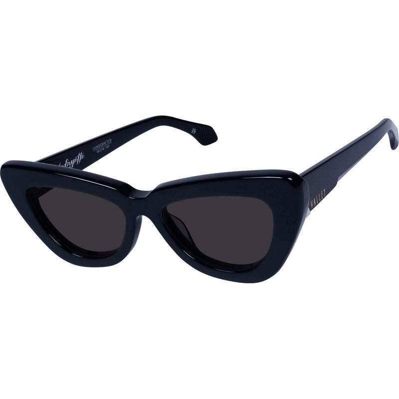 Lafayette, Gloss Black with Gold Metal/Black Lenses