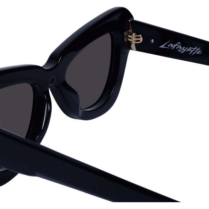 Lafayette, Gloss Black with Gold Metal/Black Lenses