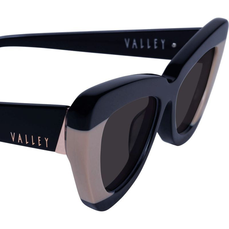 Lafayette, Gloss Black Light Tan Splice with Rose Gold Metal/Black Lenses