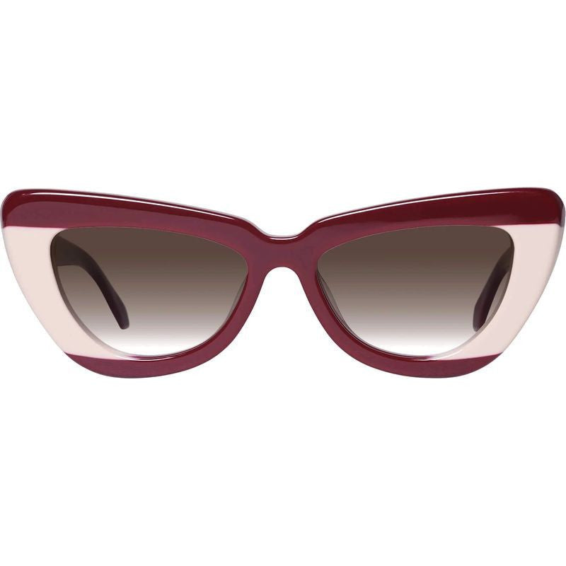 Lafayette, Burgundy Light Tan Splice with Gold Metal Trim/Brown Gradient Lenses