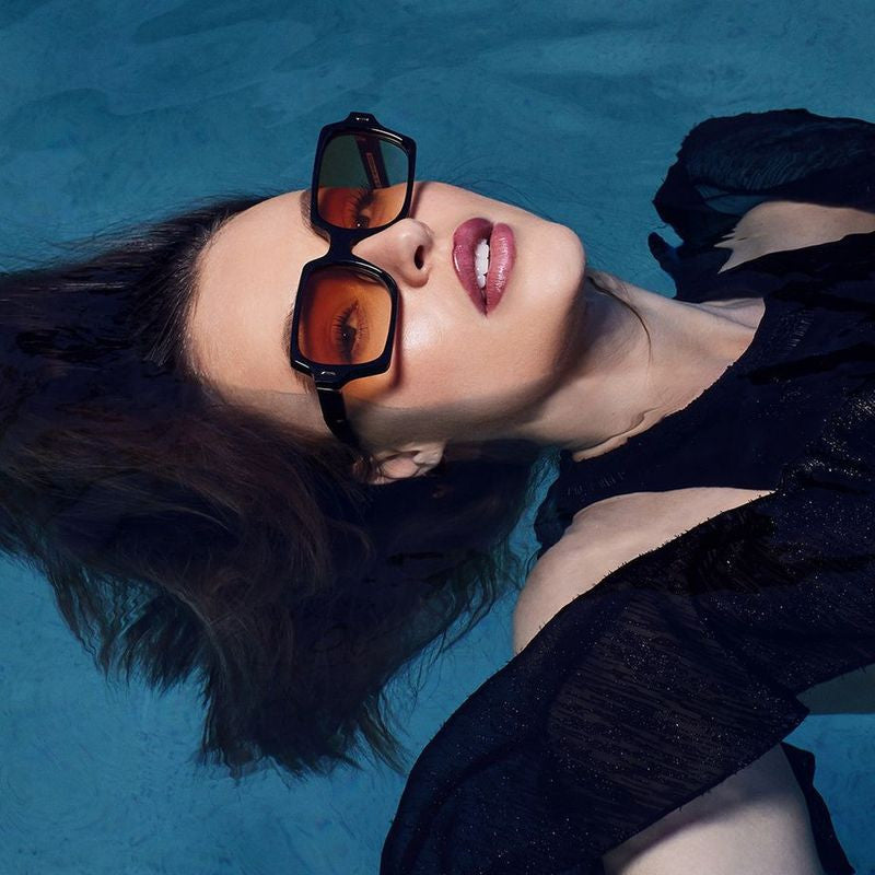 Liberty, Gloss Black with Gold Metal/Orange Gradient Lenses