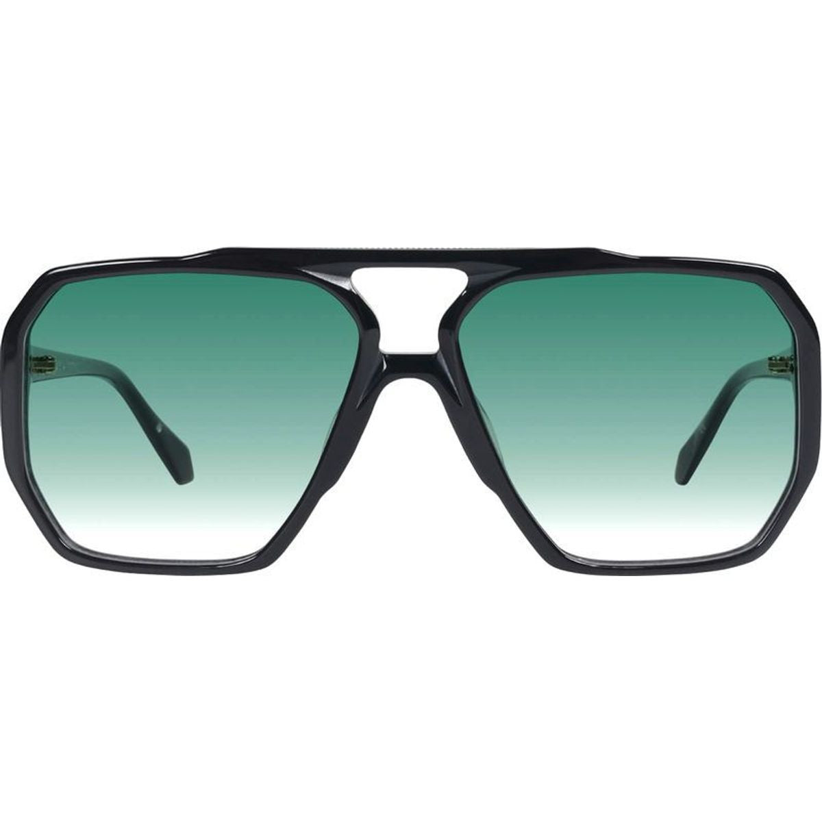 Rodeo, Gloss Black with Gold Metal/Dark Green Gradient Lenses
