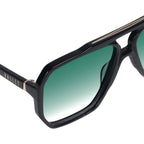 Rodeo, Gloss Black with Gold Metal/Dark Green Gradient Lenses