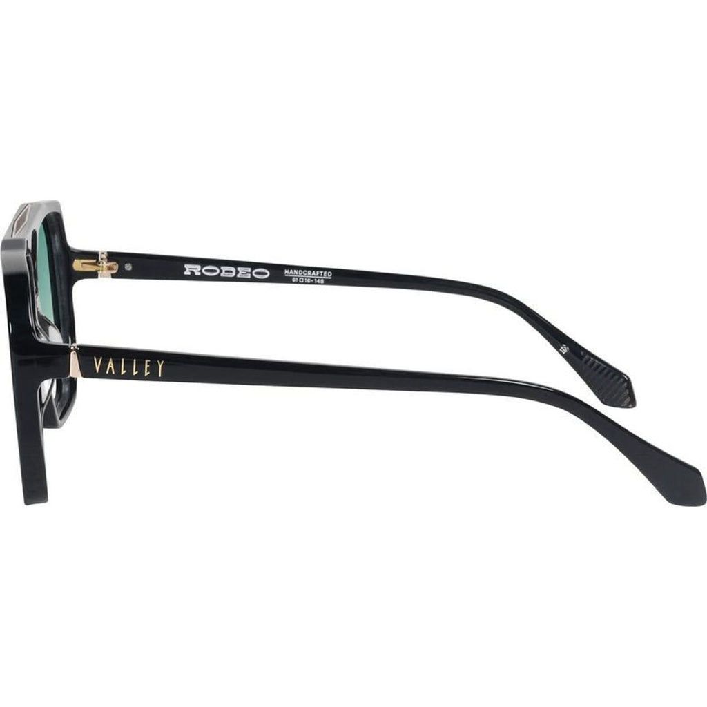 Rodeo, Gloss Black with Gold Metal/Dark Green Gradient Lenses