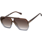 Rodeo, Matte Transparent Chocolate Fade to Crystal with Gold Metal/Brown Gradient Lenses