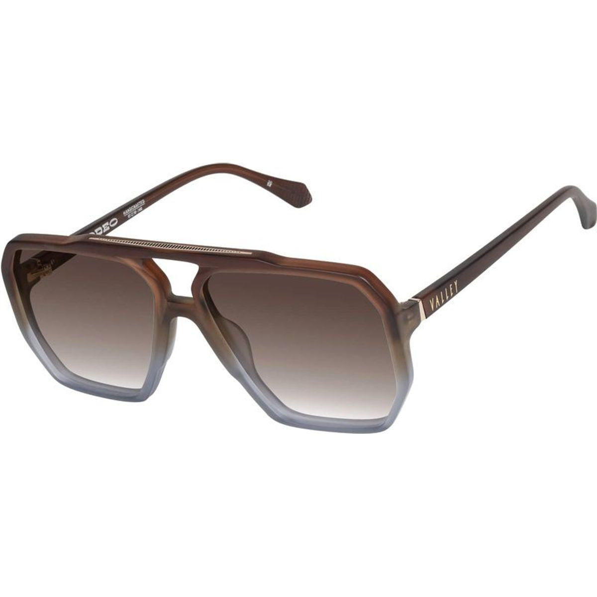 Rodeo, Matte Transparent Chocolate Fade to Crystal with Gold Metal/Brown Gradient Lenses