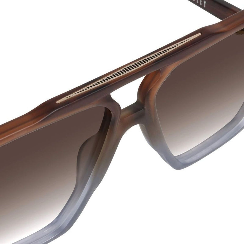 Rodeo, Matte Transparent Chocolate Fade to Crystal with Gold Metal/Brown Gradient Lenses
