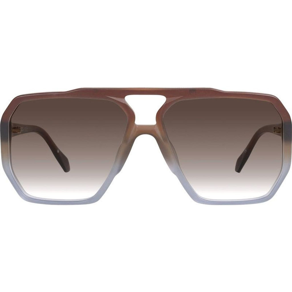 Rodeo, Matte Transparent Chocolate Fade to Crystal with Gold Metal/Brown Gradient Lenses