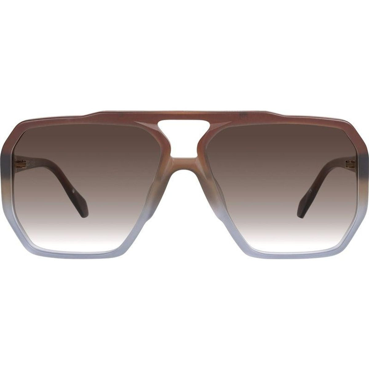 Rodeo, Matte Transparent Chocolate Fade to Crystal with Gold Metal/Brown Gradient Lenses