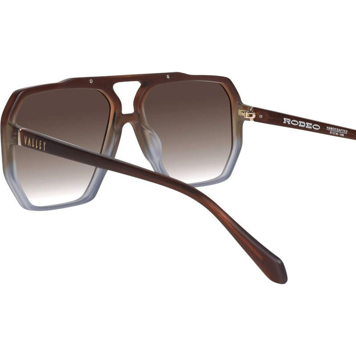 Rodeo, Matte Transparent Chocolate Fade to Crystal with Gold Metal/Brown Gradient Lenses