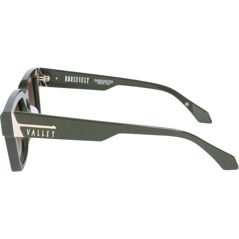 Roosevelt, Army Green with Gold Metal/Brown Gradient Lenses
