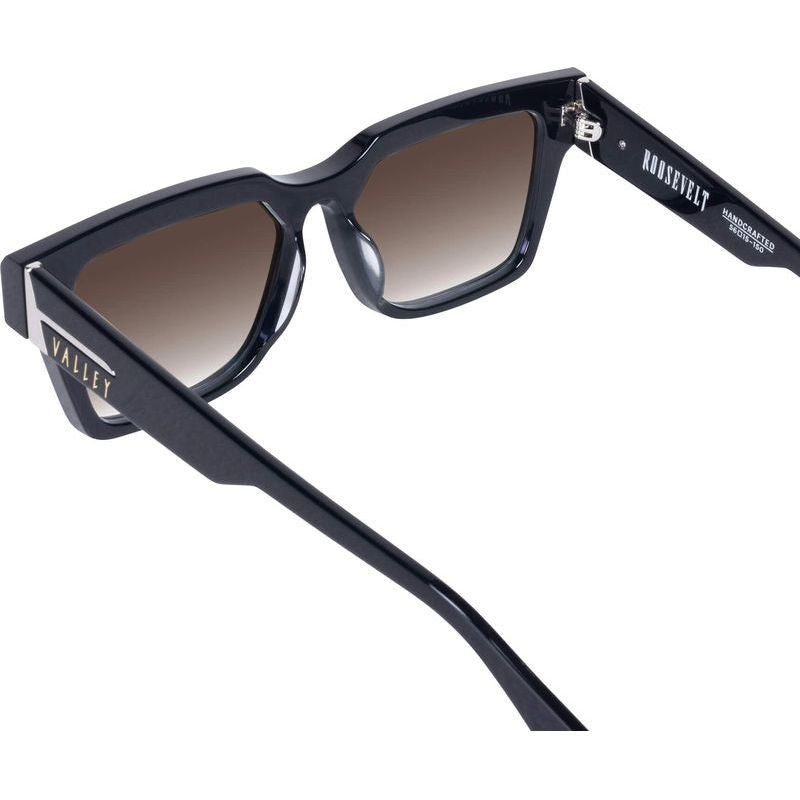 Roosevelt, Gloss Black with Silver Metal/Brown Gradient Lenses