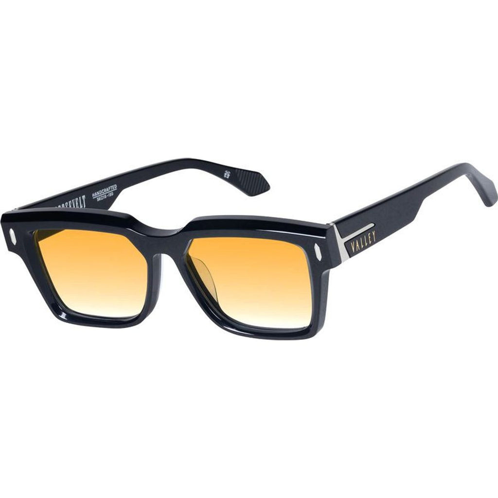Roosevelt, Gloss Black with Silver Metal/Orange Gradient Lenses