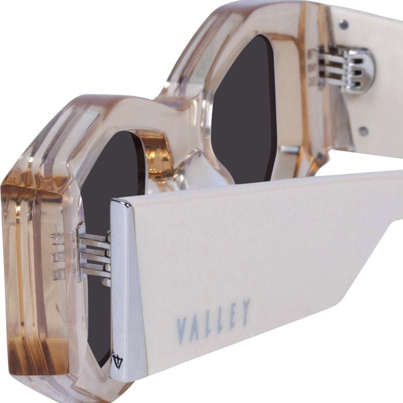 Valiant, Transparent Amber with Gold Metal Trim/Black Lenses