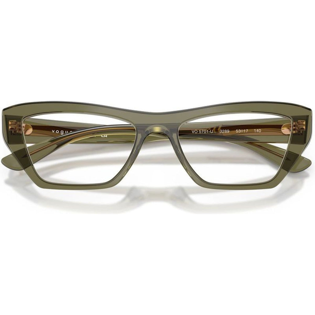 VO5701U, Transparent Olive Green/Clear Lenses 53 Eye Size