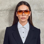 Bang Bang, Burnt Orange Fade To Crystal with Gold Metal/Orange Gradient Lenses