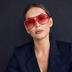 Bang Bang, Red with Gold Metal/Red Gradient Lenses
