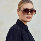 Bang Bang, Transparent Chocolate Fade To Crystal with Gold Metal/Dark Orange Gradient Lenses