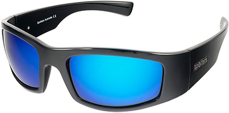 Coyote +, Gloss Black/Blue Mirror Glass Polarised Lenses