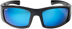 Coyote +, Gloss Black/Blue Mirror Glass Polarised Lenses